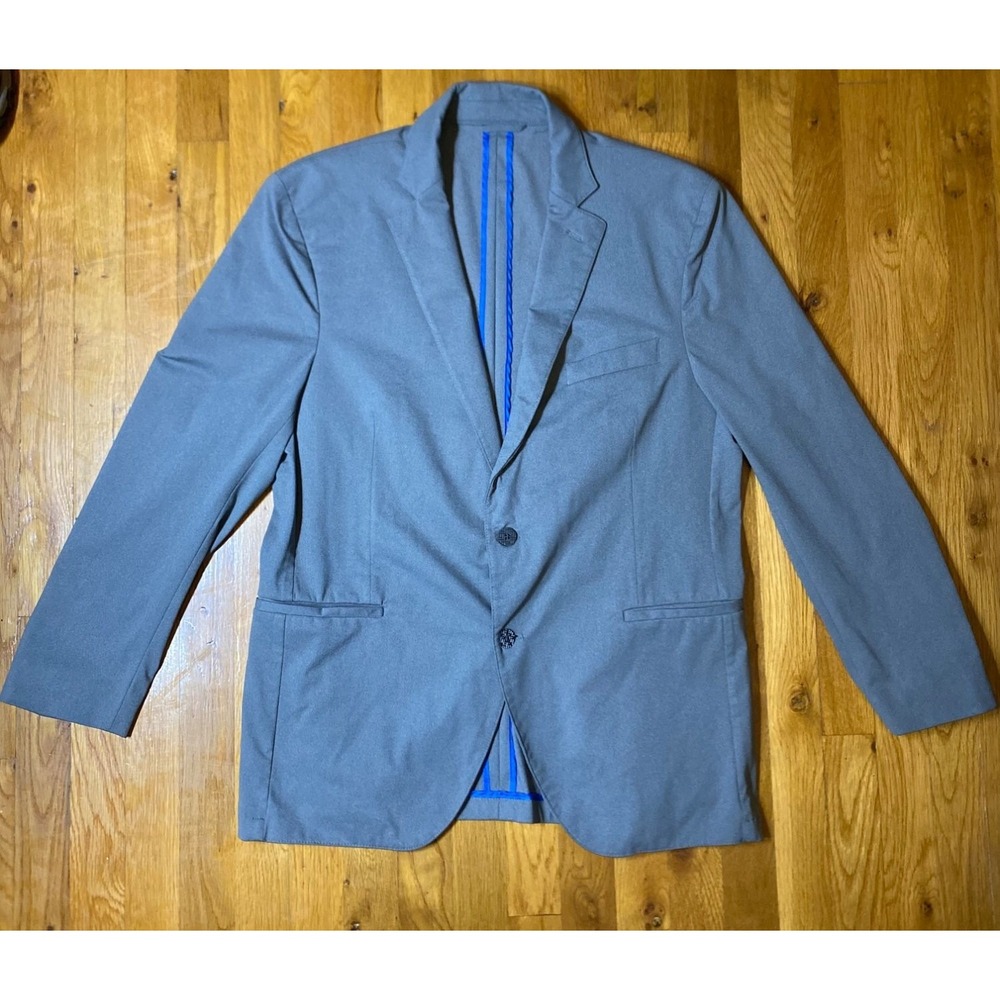Twillory Performance Blazer Jacket Mens 44R Gray Stretch Cool Tech Sport Coat